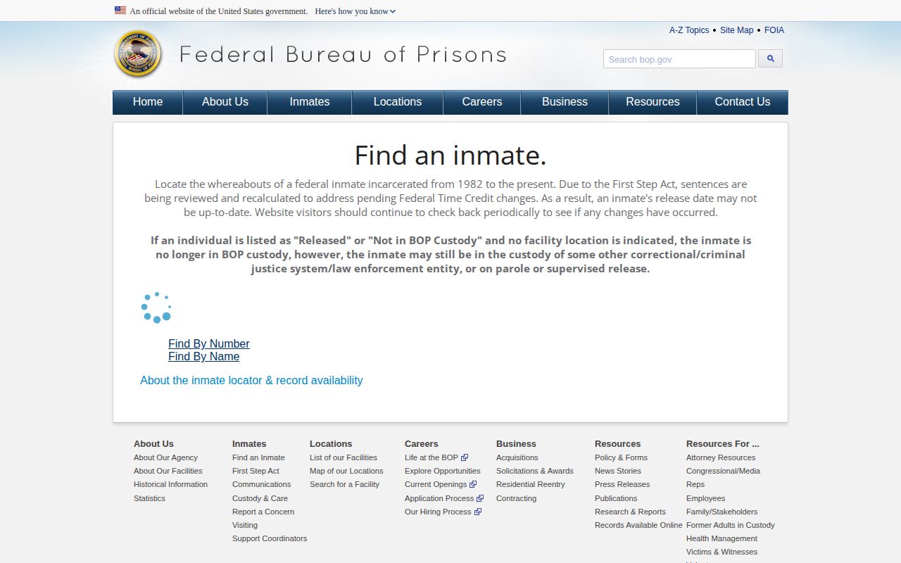 Federal BOP locator for Bucks County release verification