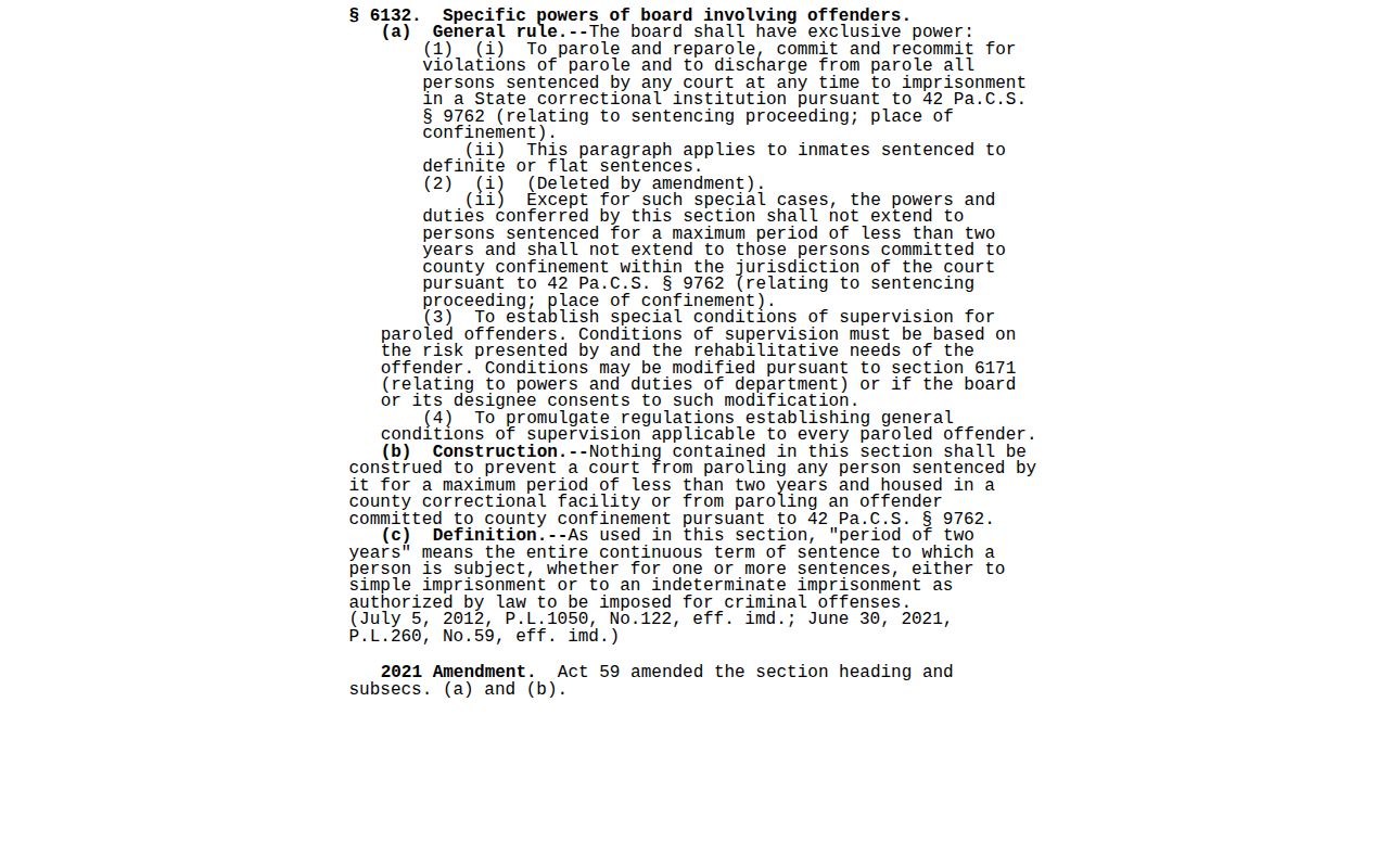 County parole law affecting a Bucks County inmate release date